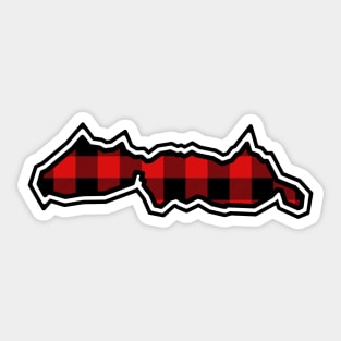 Malcolm Island Silhouette in Red and Black Plaid - Simple Pattern - Malcolm Island Sticker